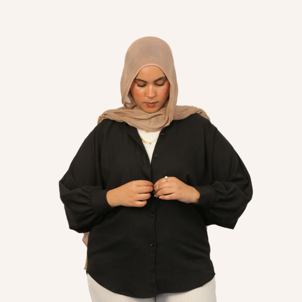Black linen shirt - one size