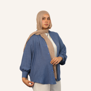 Marble blue linen shirt - one size