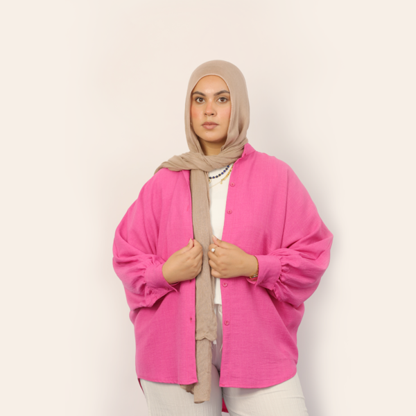 Pink linen shirt - one size