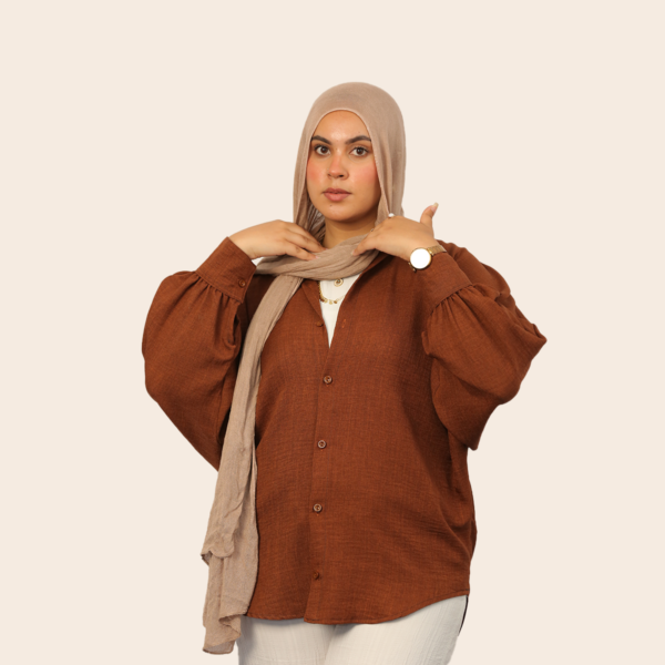 Brown linen shirt - one size