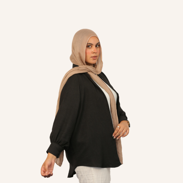 Black linen shirt - one size - Image 3