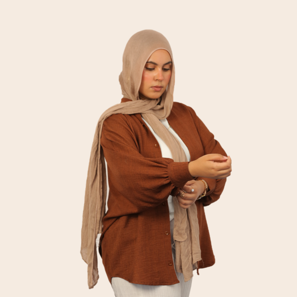 Brown linen shirt - one size - Image 3