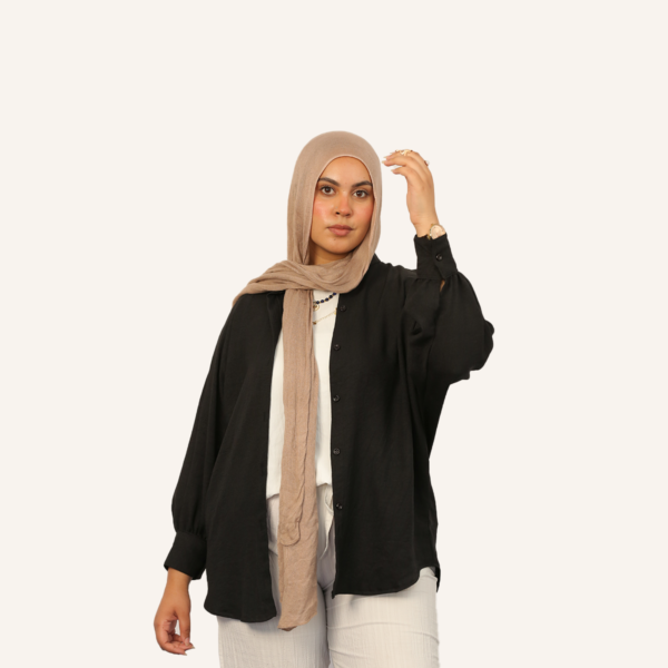 Black linen shirt - one size - Image 4