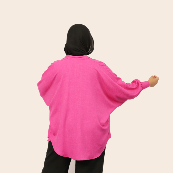 Pink linen shirt - one size - Image 5