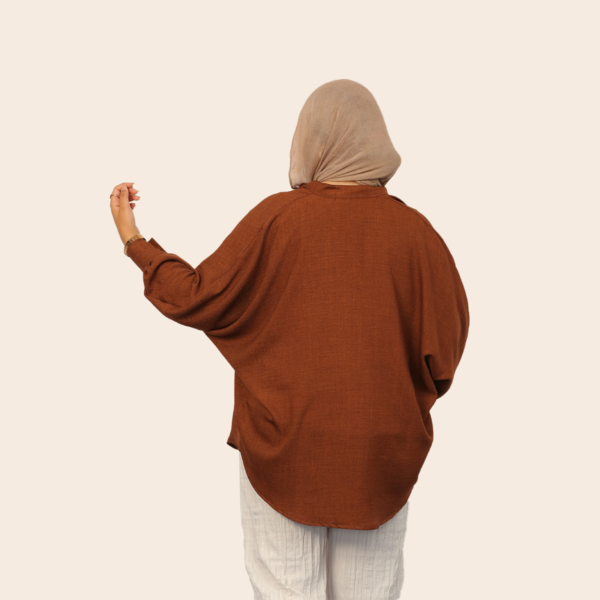 Brown linen shirt - one size - Image 4