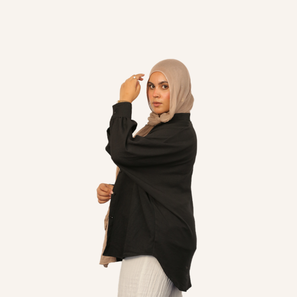 Black linen shirt - one size - Image 5