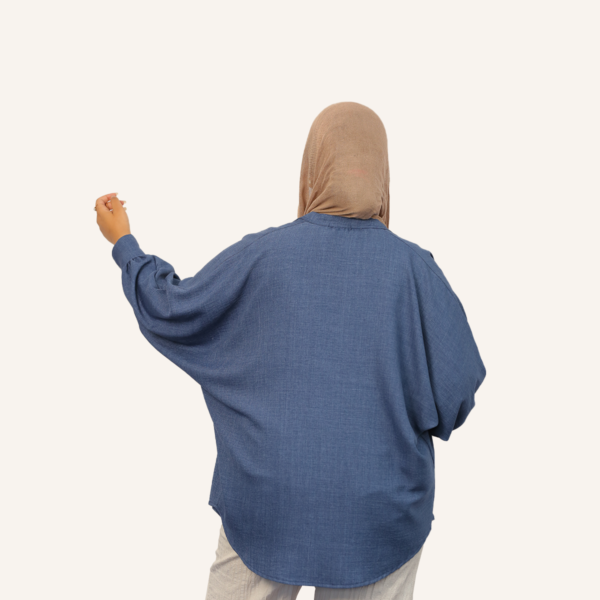 Marble blue linen shirt - one size - Image 5