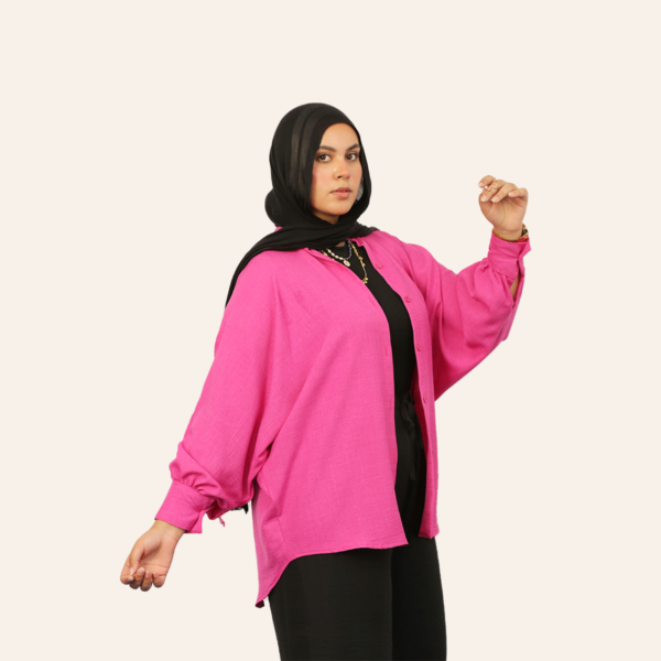 Pink linen shirt - one size - Image 2